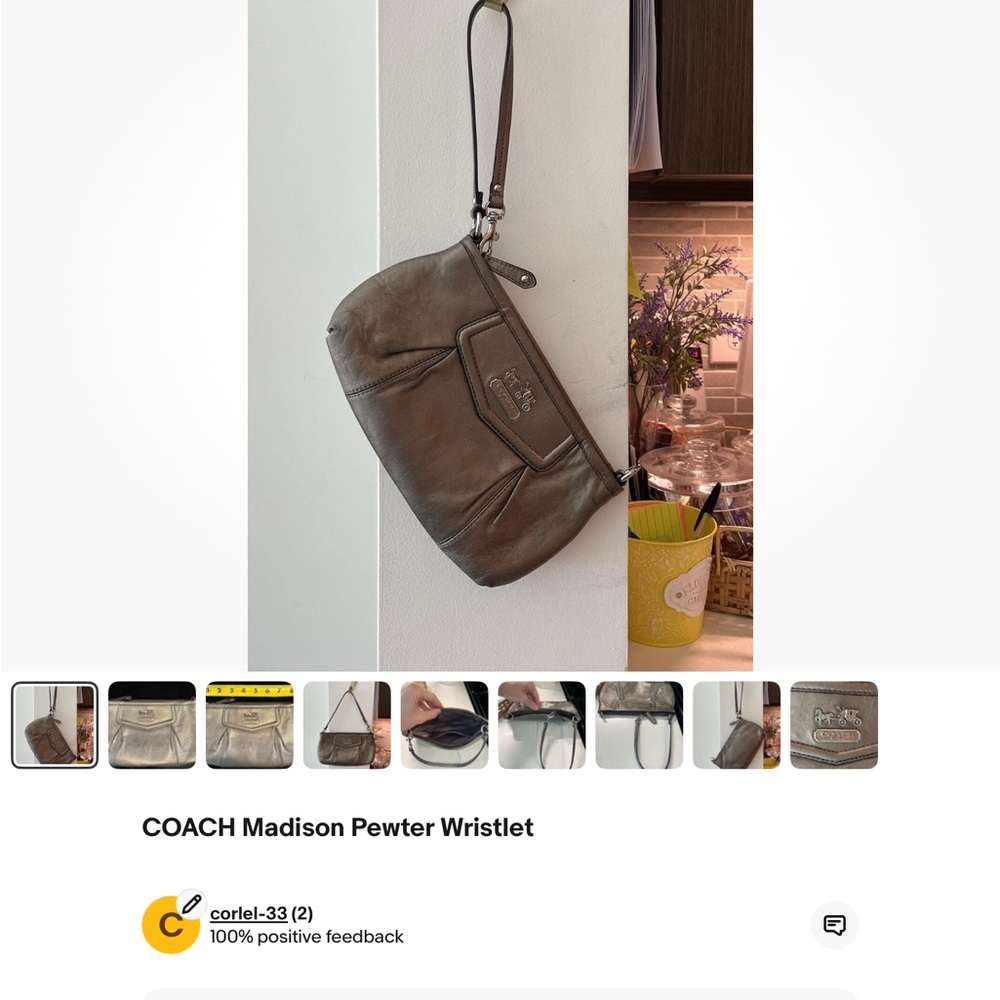 Coach Madison Pewter Wristlet